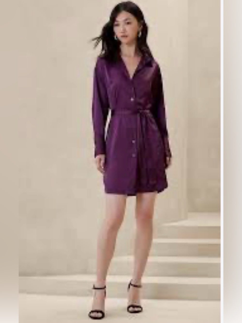 Banana Republic SATIN MINI SHIRTDRESS Pinot Noir